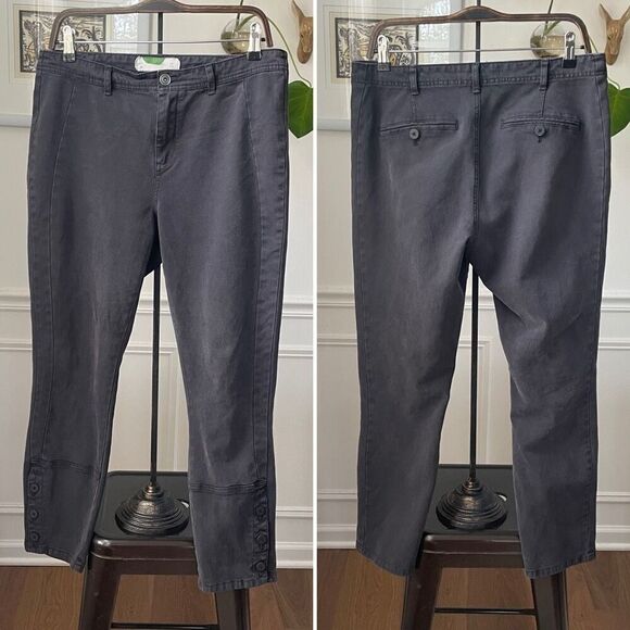 Anthropologie Washed Black Charcoal Button Ankle Utility Pants 31 - Picture 1 of 8